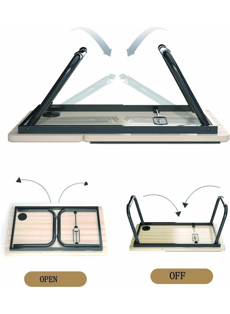 Lacoz Adjustable Laptop Desk for Bed Portable Beds Tray Table with Cup Holder Beige - Image 5